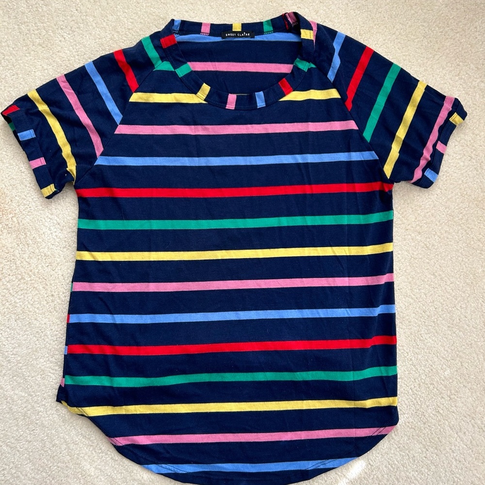 Modcloth Sweet Claire Rainbow Stripe Short Sleeve Shirt